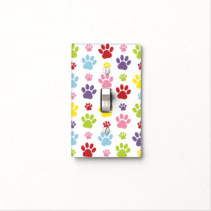 Colorful Paws, Paw Pattern, Dog Paws, Paw Prints Light Switch Cover