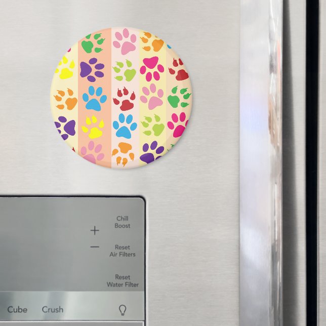 Colorful Paws, Paw Pattern, Dog Paws, Paw Prints Magnet (In Situ (Fridge))