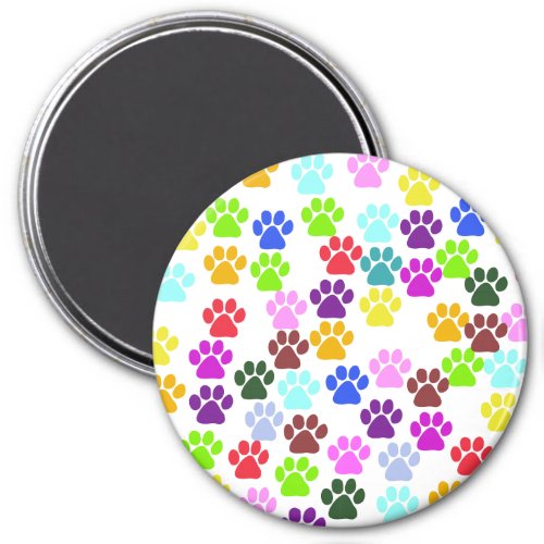 Colorful Paws Paw Pattern Dog Paws Paw Prints Magnet