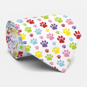 Colorful Paws, Paw Pattern, Dog Paws, Paw Prints Neck Tie