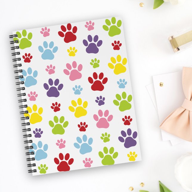 Colorful Paws, Paw Pattern, Dog Paws, Paw Prints Notebook (Creator Uploaded)