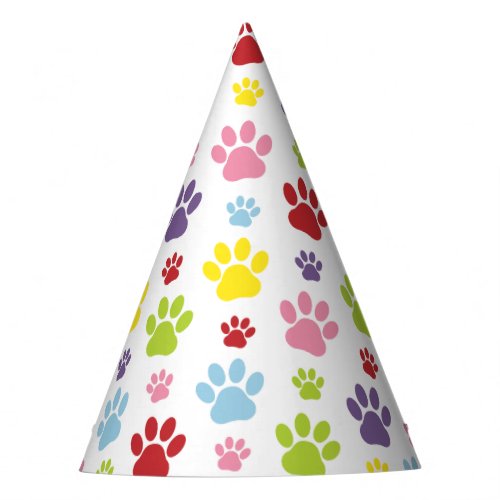 Colorful Paws Paw Pattern Dog Paws Paw Prints Party Hat