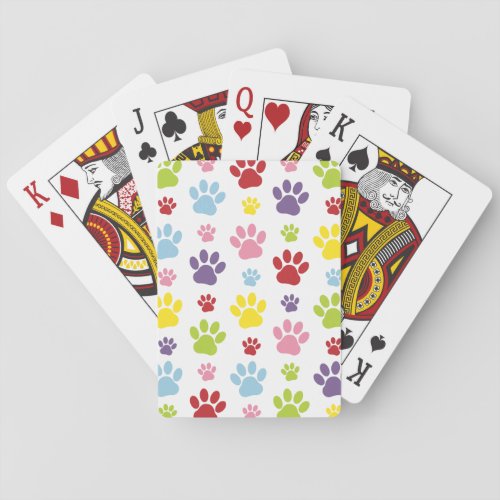 Colorful Paws Paw Pattern Dog Paws Paw Prints Playing Cards