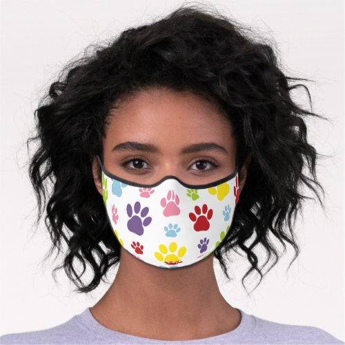 Colorful Paws Paw Pattern Dog Paws Paw Prints Premium Face Mask