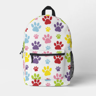 Colorful Paws, Paw Pattern, Dog Paws, Paw Prints Printed Backpack