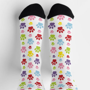 Colorful Paws, Paw Pattern, Dog Paws, Paw Prints Socks