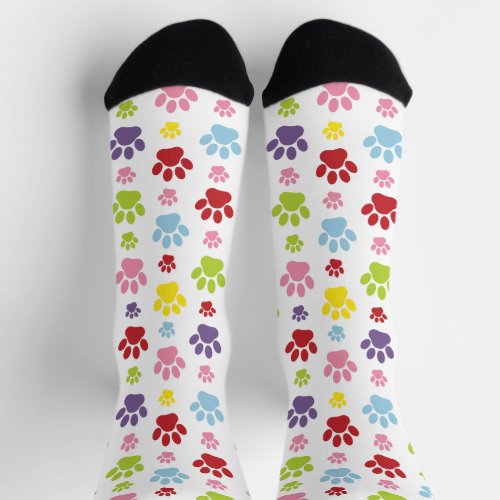 Colorful Paws Paw Pattern Dog Paws Paw Prints Socks