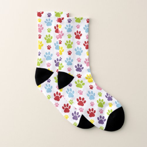 Colorful Paws Paw Pattern Dog Paws Paw Prints Socks