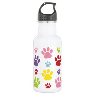 Colorful Paws, Paw Pattern, Dog Paws, Paw Prints Stainless Steel Water Bottle
