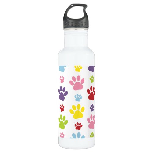 Colorful Paws Paw Pattern Dog Paws Paw Prints Stainless Steel Water Bottle