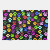 Colorful Paws, Paw Pattern, Dog Paws, Paw Prints Towel (Horizontal)