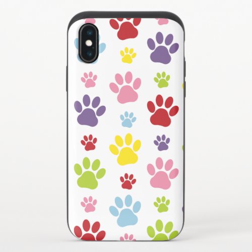 Colorful Paws Paw Pattern Dog Paws Paw Prints iPhone X Slider Case