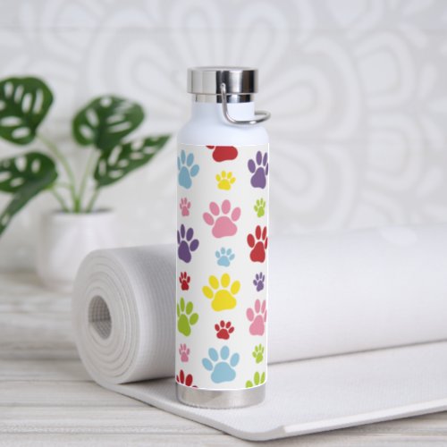 Colorful Paws Paw Pattern Dog Paws Paw Prints Water Bottle