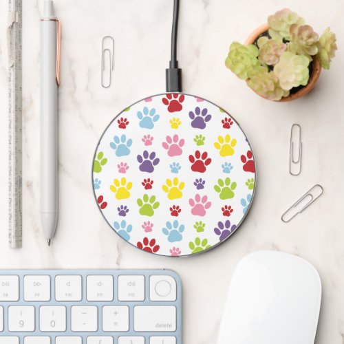 Colorful Paws Paw Pattern Dog Paws Paw Prints Wireless Charger