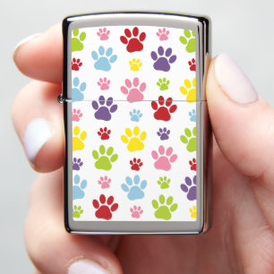 Colorful Paws, Paw Pattern, Dog Paws, Paw Prints Zippo Lighter