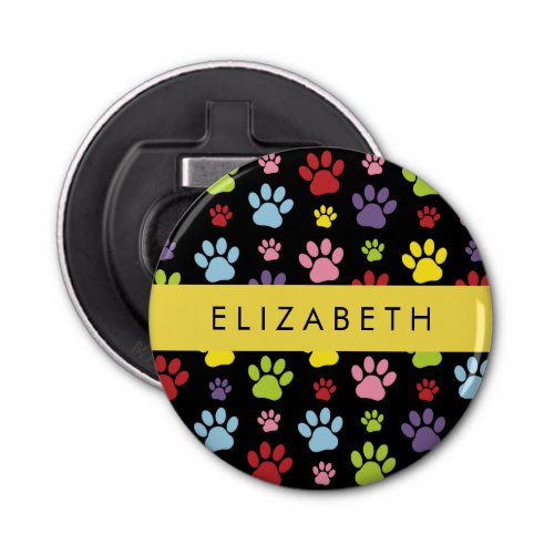 Colorful Paws Paw Pattern Dog Paws Your Name Bottle Opener