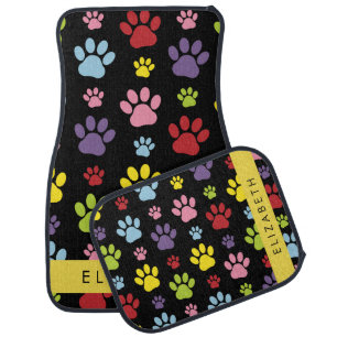 Colorful Paws, Paw Pattern, Dog Paws, Your Name Car Floor Mat