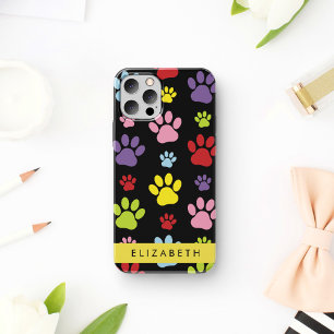 Colorful Paws, Paw Pattern, Dog Paws, Your Name iPhone 12 Pro Case