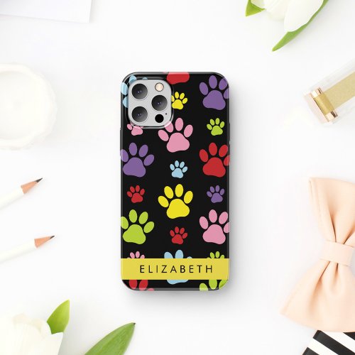 Colorful Paws Paw Pattern Dog Paws Your Name iPhone 12 Pro Case