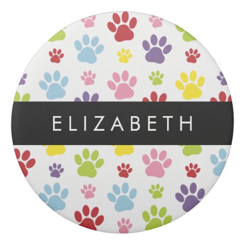 Colorful Paws Paw Pattern Dog Paws Your Name Eraser