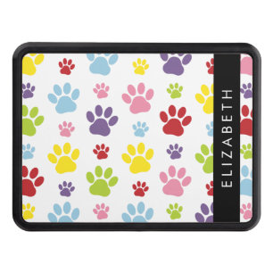 Colorful Paws, Paw Pattern, Dog Paws, Your Name Hitch Cover