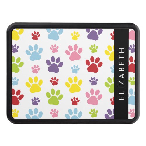 Colorful Paws Paw Pattern Dog Paws Your Name Hitch Cover