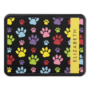 Colorful Paws, Paw Pattern, Dog Paws, Your Name Hitch Cover