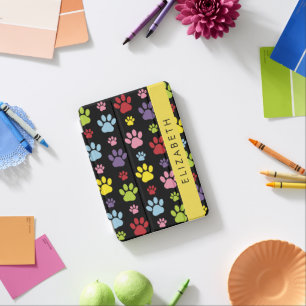Colorful Paws, Paw Pattern, Dog Paws, Your Name iPad Mini Cover