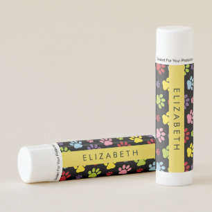 Colorful Paws, Paw Pattern, Dog Paws, Your Name Lip Balm