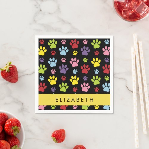 Colorful Paws Paw Pattern Dog Paws Your Name Napkins