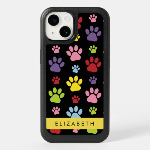 Colorful Paws Paw Pattern Dog Paws Your Name OtterBox iPhone 14 Case