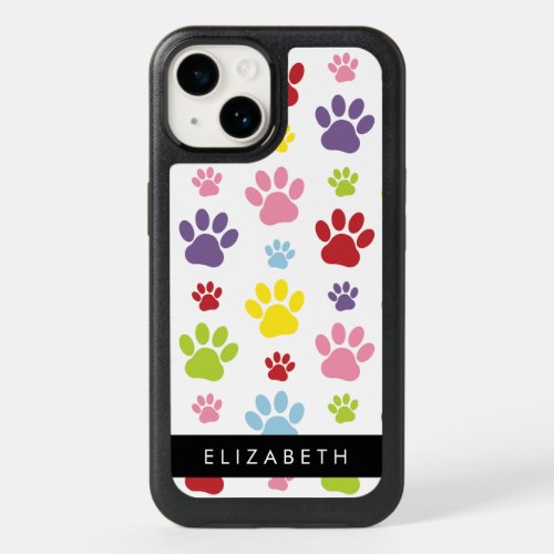 Colorful Paws Paw Pattern Dog Paws Your Name OtterBox iPhone 14 Case