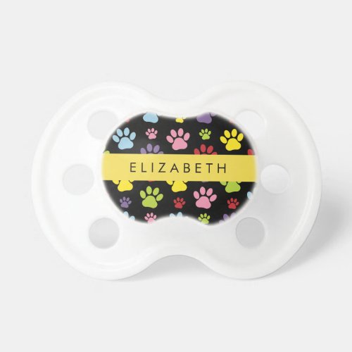 Colorful Paws Paw Pattern Dog Paws Your Name Pacifier