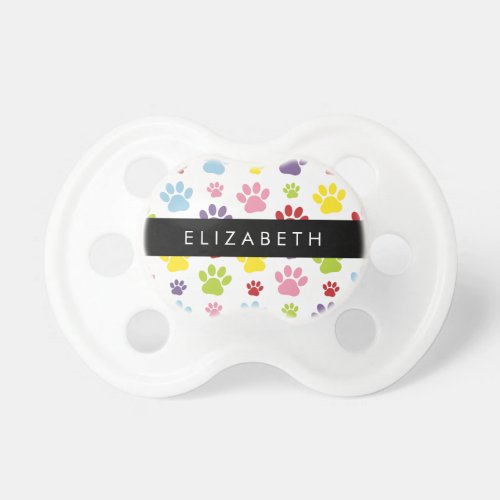 Colorful Paws Paw Pattern Dog Paws Your Name Pacifier