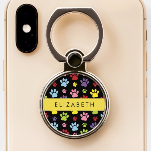 Colorful Paws Paw Pattern Dog Paws Your Name Phone Ring Stand