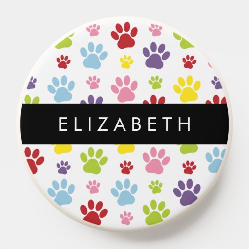 Colorful Paws Paw Pattern Dog Paws Your Name PopSocket