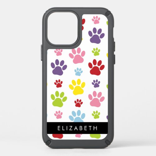 Colorful Paws Paw Pattern Dog Paws Your Name Speck iPhone 12 Case