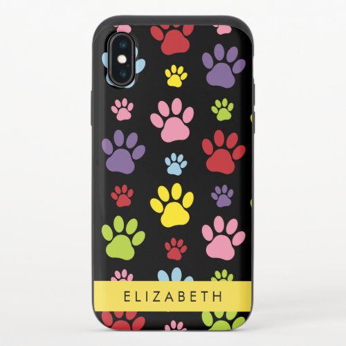 Colorful Paws Paw Pattern Dog Paws Your Name iPhone X Slider Case