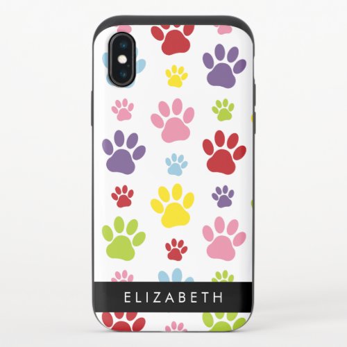 Colorful Paws Paw Pattern Dog Paws Your Name iPhone X Slider Case