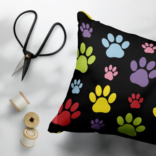Colorful Paws Paw Pattern Paw Prints Dog Paws Accent Pillow