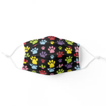Colorful Paws, Paw Pattern, Paw Prints, Dog Paws Adult Cloth Face Mask