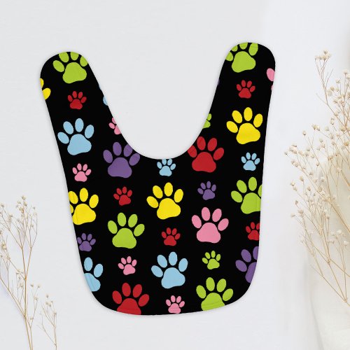 Colorful Paws Paw Pattern Paw Prints Dog Paws Baby Bib