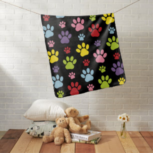 Colorful Paws, Paw Pattern, Paw Prints, Dog Paws Baby Blanket
