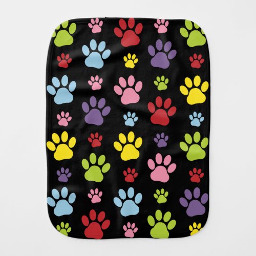 Colorful Paws Paw Pattern Paw Prints Dog Paws Baby Burp Cloth