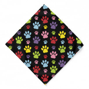Colorful Paws, Paw Pattern, Paw Prints, Dog Paws Bandana