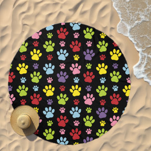Colorful Paws, Paw Pattern, Paw Prints, Dog Paws Beach Towel