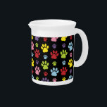 Colorful Paws, Paw Pattern, Paw Prints, Dog Paws Beverage Pitcher<br><div class="desc">Cute,  fun and adorable pattern with colorful paws. Modern and trendy gift,  perfect for the dog lover in your life.</div>