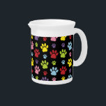 Colorful Paws, Paw Pattern, Paw Prints, Dog Paws Beverage Pitcher<br><div class="desc">Cute,  fun and adorable pattern with colorful paws. Modern and trendy gift,  perfect for the dog lover in your life.</div>