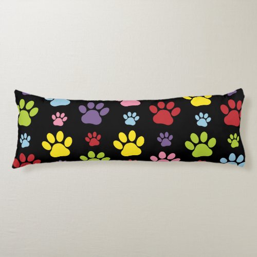 Colorful Paws Paw Pattern Paw Prints Dog Paws Body Pillow