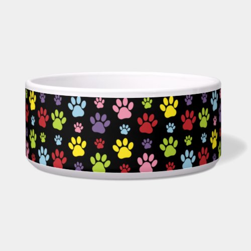 Colorful Paws Paw Pattern Paw Prints Dog Paws Bowl